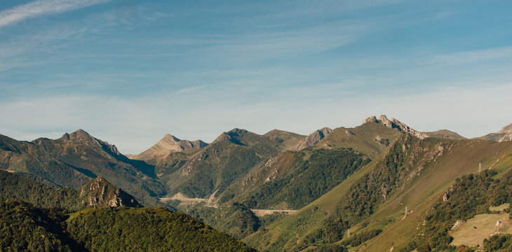 Panoramic Mountain Landscape near Puerto de Pajares, Asturias, Spain