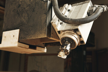 Cutting wood using a machine with numerical control. Cnc tool.