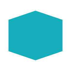 Turquoise hexagon shape on white background