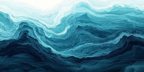 Obraz premium The beauty of blue and teal hues captured in a mesmerizing watercolor sea.