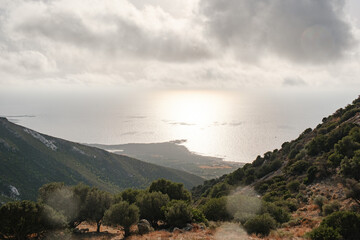 Mountain View Over the Sea in Crete, Greece