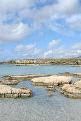Elafonissi Beach with Clear Blue Water in Crete, Greece