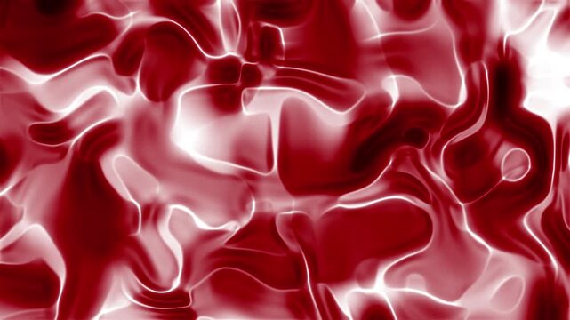 Fluid red and white abstract texture with glossy, organic forms.