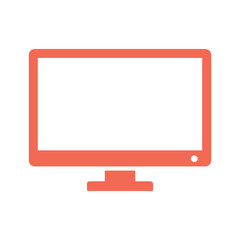 Computer monitor icon in orange on white background