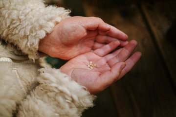 Children preparing seeds for planting in small compost pots.