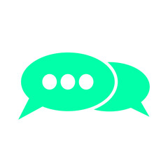 Speech bubbles in turquoise color symbol and answer icon illustration isolated on transparent background, png