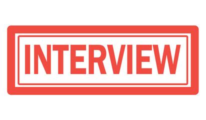 interview stamp in red color on transparent background. PNG