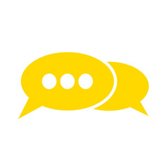 Speech bubbles in yellow color symbol and answer icon illustration isolated on transparent background, png
