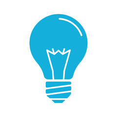 Blue lightbulb icon on white background