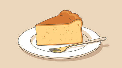 Slice of Cheesecake on White Plate.