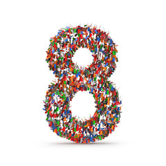Colorful Number Eight Composed of Many Small Confetti