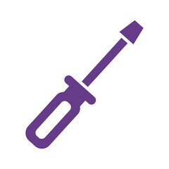 Purple screwdriver icon on white background