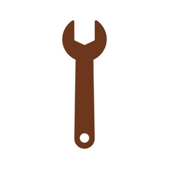 Brown wrench icon on white background