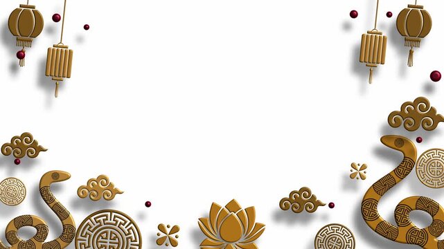Elegant Gold Dragon Border White Background Frame Design