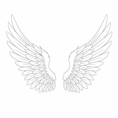 Obraz premium Detailed Line Art of Angel Wings for Creative Designs.