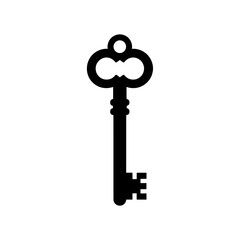 Elegant Black Silhouette of an Antique Skeleton Key.