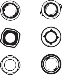 Collection of abstract circular graphic designs suitable for branding and logos