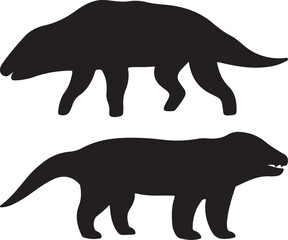 Two prehistoric animal silhouettes against a clean white background, ideal for educational or illustrative purposes