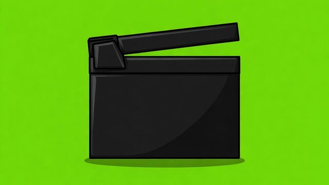 Black Film Clapperboard Icon on Green Screen Background