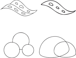 Abstract shapes with organic curves and geometric circles, ideal for graphic design and branding