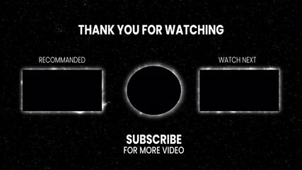Thank you for watching with end screen 4K animation. Suitable for video creators to engage viewers  promote content.