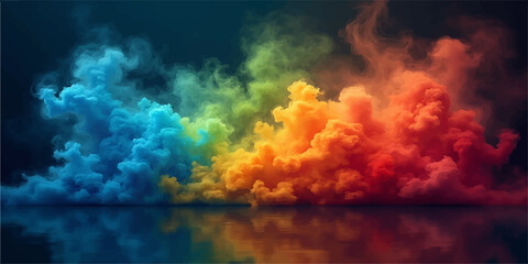 Fiery sky with smoke and clouds at night