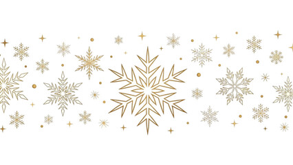 Elegant golden snowflake and star pattern for a festive winter holiday design