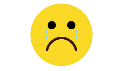 Crying Sad Emoji Icon Vector Illustration on White Background