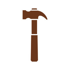 Brown hammer icon on white background