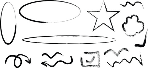 Fototapeta premium Various black silhouette shapes on a white background silhouette