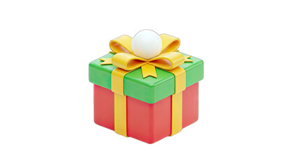 3D Rendered Gift Box with Bow and Ribbon on White