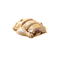 Fototapeta premium Sliced cooked chicken with tender and juicy meat for a delicious meal