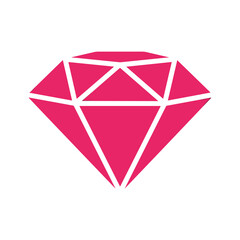 Pink diamond icon on white background