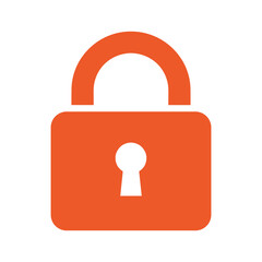 Open orange padlock icon on white background