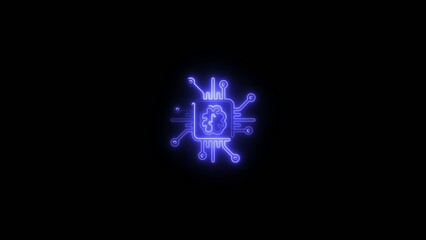 Blue neon of a brain integrated with a circuit board representing artificial intelligence Generate title without using the word 