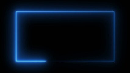 Blue neon rectangular frame with glowing edges on a dark Generate title without using the word "Title:" before it. background rectangle
