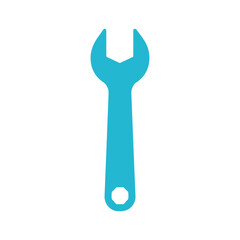 Blue wrench icon on white background