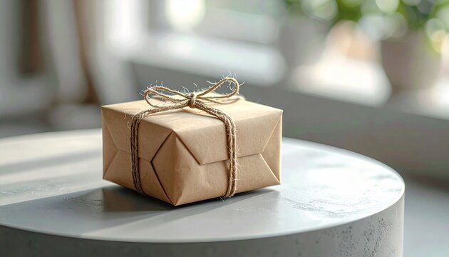 Simple Kraft Paper Gift Box Tied with Twine