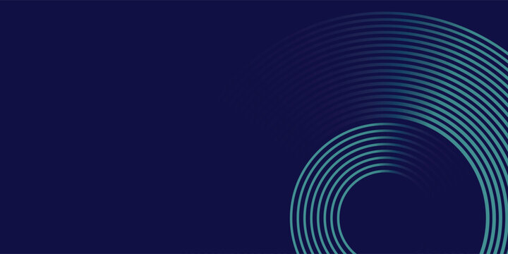 Teal concentric circles on dark blue background abstract shapes for modern design