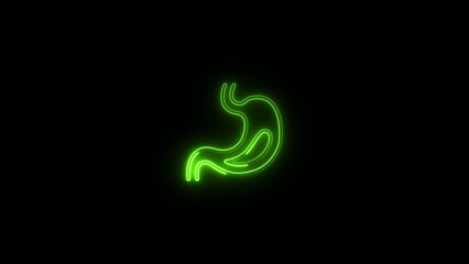 Naklejka premium Bright green neon outline of a stomach organ on a Generate title without using the word 
