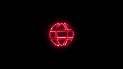Bright neon red wireframe globe with glowing grid lines on a Generate title without using the word 