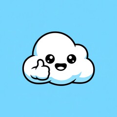 Obraz premium Cartoon cloud gives a thumbs up