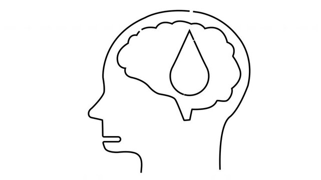 Silhouette of a head shows a brain with a water droplet inside