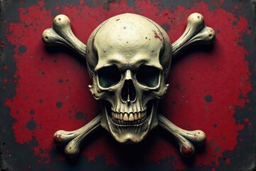Grunge skull & crossbones, weathered coat of arms , halloween, grim, texture