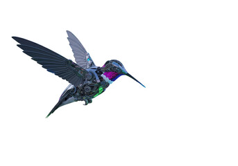 Naklejka premium Iridescent hummingbird in mid flight isolated on transparent background