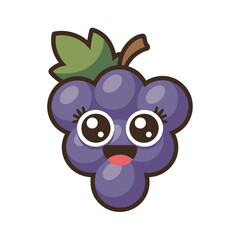 Obraz premium Featuring a cute, animated grape with bright eyes and a friendly smile, this design