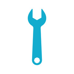 Blue wrench icon on white background
