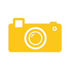 Yellow camera icon on white background