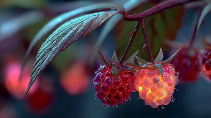 Futuristic AI lab enhancing glowing holographic food with digital interfaces, modern culinary technology and nutrition science generated AI