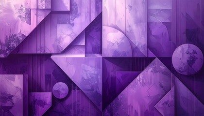 Abstract purple shapes interlock, creating a textured, geometric space with an ethereal, almost otherworldly feel